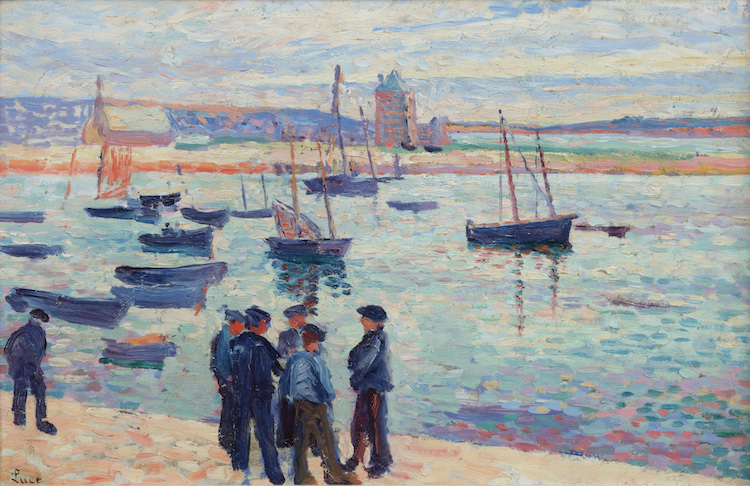Maximilien Luce - Camaret-fishermen on a quay