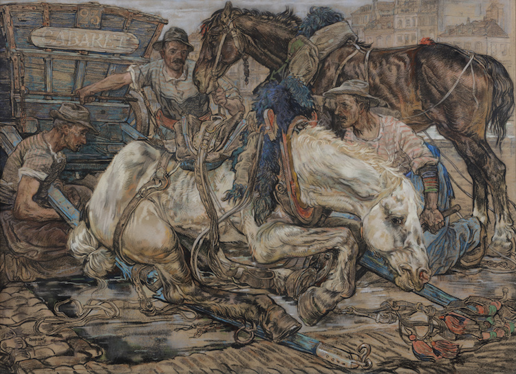 Pieter Dupont - Cart and draft-horses, Paris