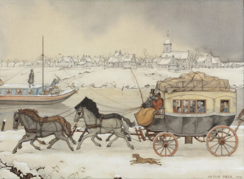 Anton Pieck - The stagecoach from Amsterdam-the Hague in winter Anton Pieck - The stagecoach from Amsterdam-the Hague in winter