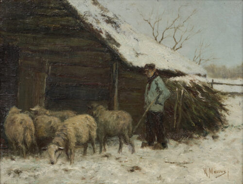 Anton Mauve-The sheepbarn, Laren, in winter Anton Mauve-The sheepbarn, Laren, in winter