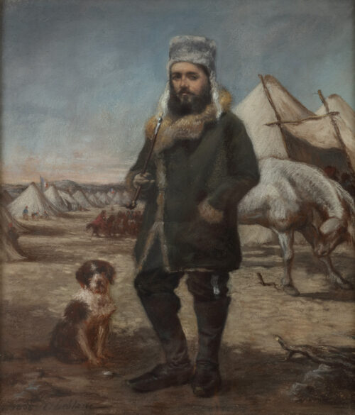 C. Leblanc-A French soldier smoking his pipe and his dog, Crimea