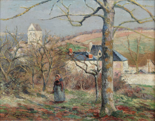 Victor Alfred Paul Vignon - Peasant woman in front of a French village