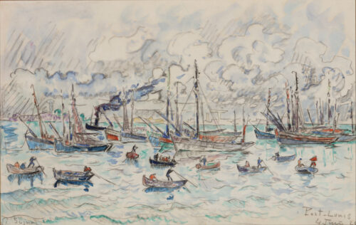Paul Signac-Boats in the harbour of Port-Louis, Brittany, France