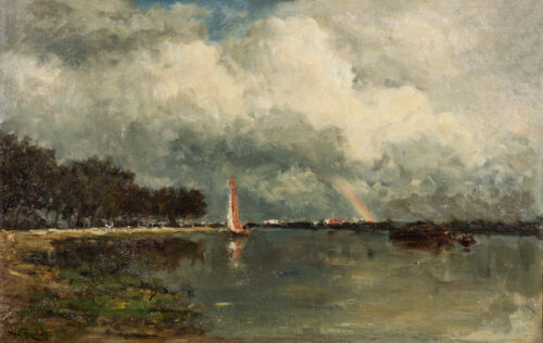 Willem Roelofs-A rainbow over the Amstel river near Amsterdam