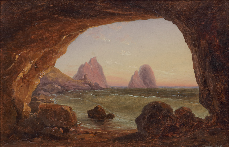 Gustav von Haugk-View from a grotto toward the Faraglioni, Capri, Italy