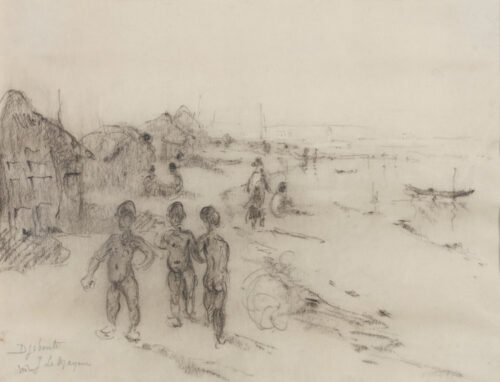 Adrien-Jean le Mayeur de Merpres-Dhibouti soir-children on a beach Adrien-Jean le Mayeur de Merpres-Dhibouti soir-children on a beach