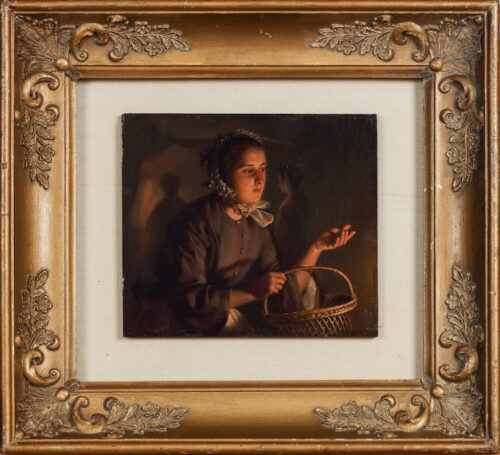 Petrus van Schendel-A young market girl with an empty basket Petrus van Schendel-A young market girl with an empty basket