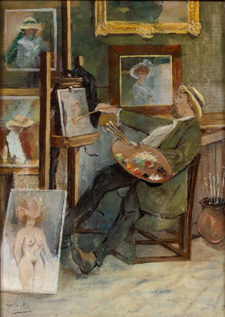 Jan Miroslaw Peske(Jean Peske)-The artist in his studio