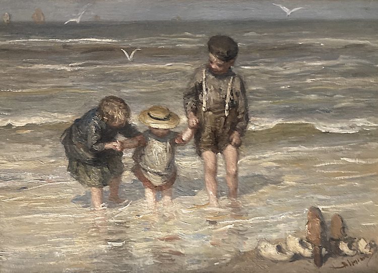 Bernard Johannes Blommers-Summer in Scheveningen-first steps in the breakers