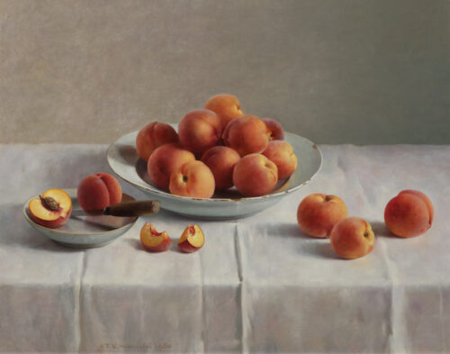 Henk Helmante-Peaches in a bowl on a table Henk Helmante-Peaches in a bowl on a table