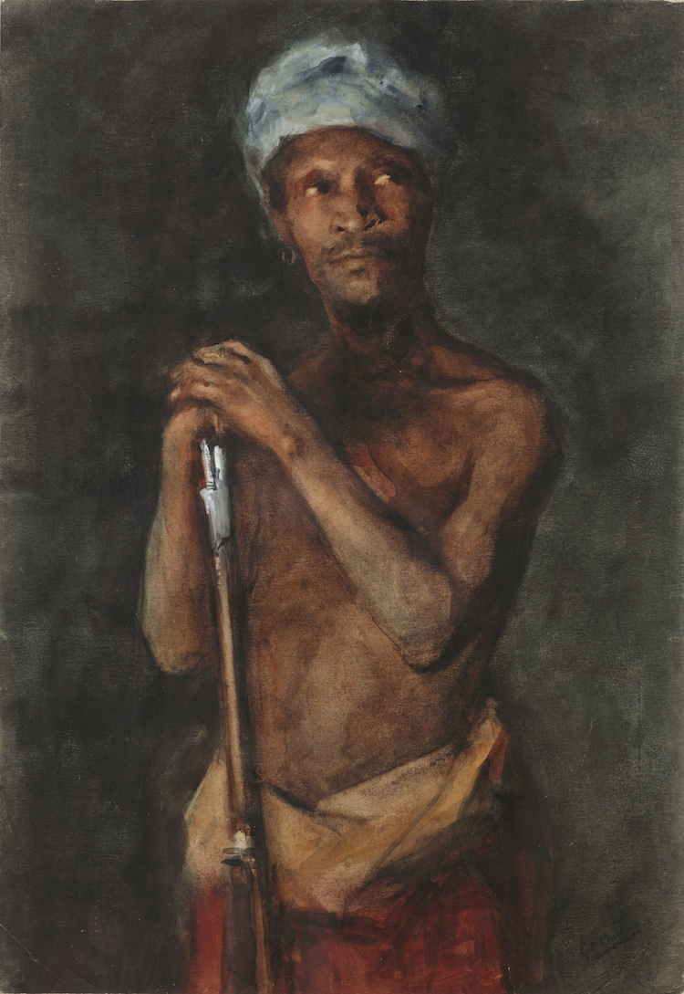 George Hendrik Breitner - Adolph Boutar holding a rifle