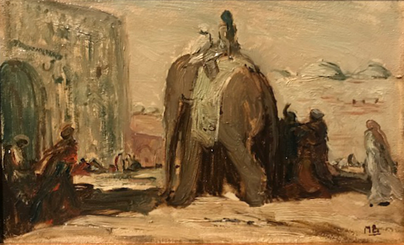 Marius Bauer -An elephant in front of a porch, India