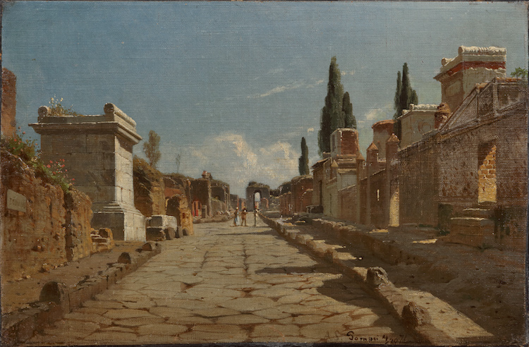 A.S. - Tourists and their guide on the via dei Sepolcri, Pompei