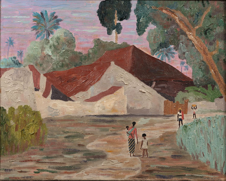 Ferdinand Erfmann-Village in a tropical landscape, Indonesia