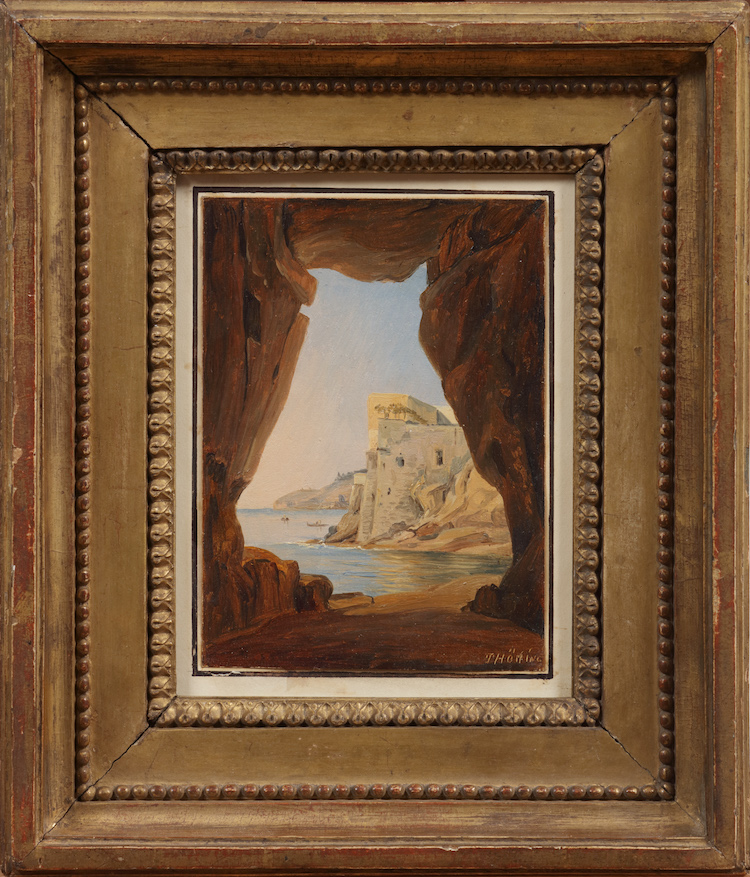 Friedrich Thoming-A view at Villa Mazziotti from a grotto near Posilippo