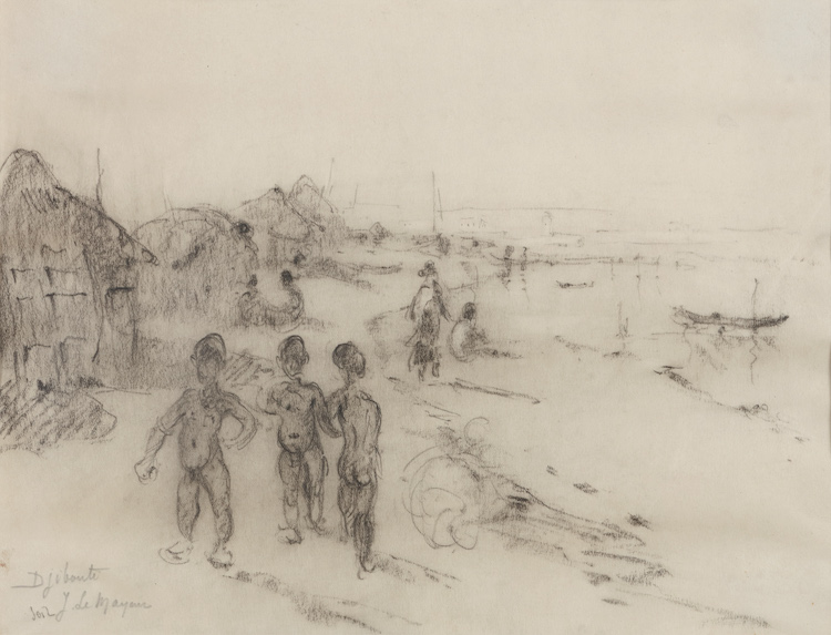Adrien-Jean le Mayeur de Merpres-Dhibouti soir-children on a beach