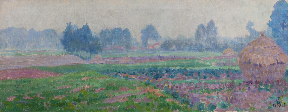Edmond Verstraeten-Landscape with haystacks