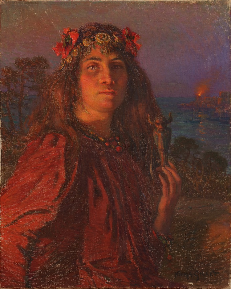 Numa-Francois Gillet-Ariadne on Naxos holding a statuette of the Minotaur