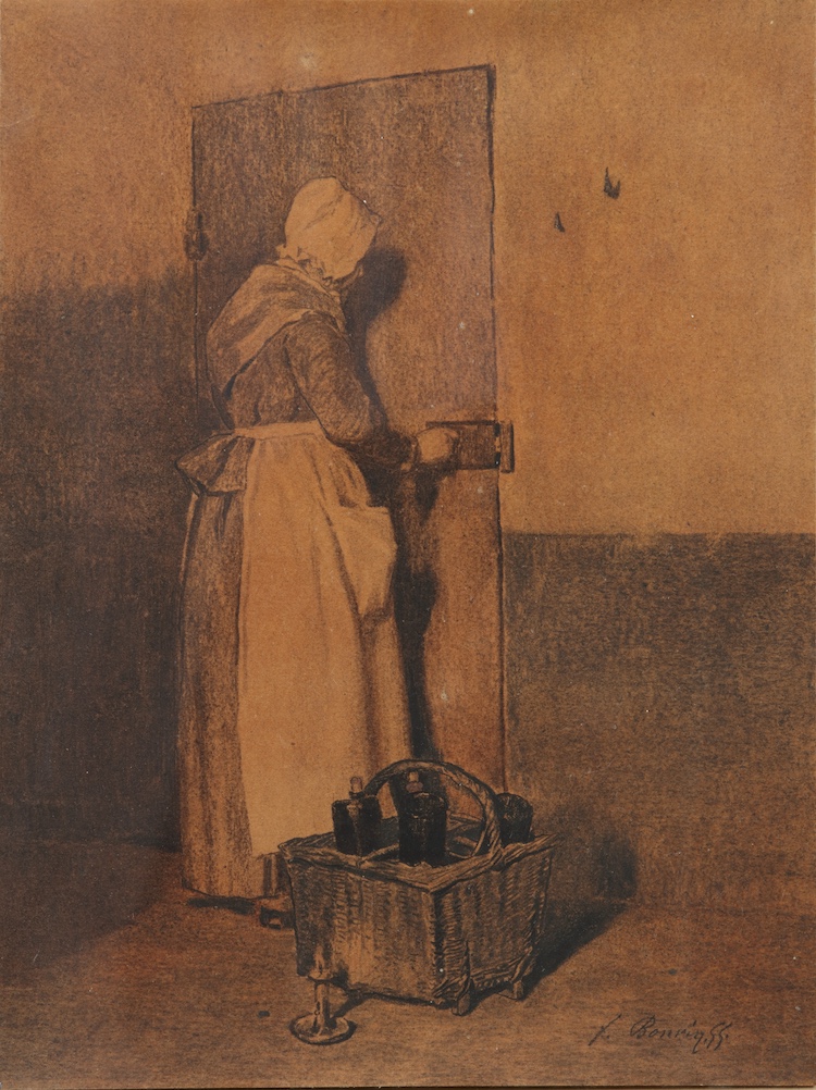 François Bonvin-Woman at a cellar door