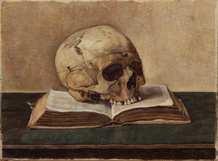 Anna Egter van Wissekerke-Vanitas; a skull on a book