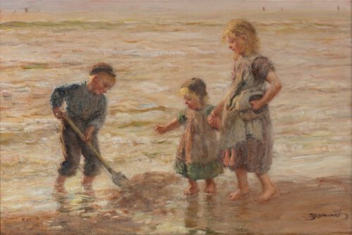 Bernard Johannes Blommers-Playing children on the beach Bernard Johannes Blommers-Playing children on the beach