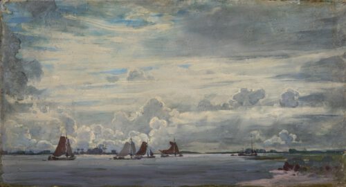 Jan Voerman Senior-Tjalken on the cloudy river IJssel Jan Voerman Senior-Tjalken on the cloudy river IJssel