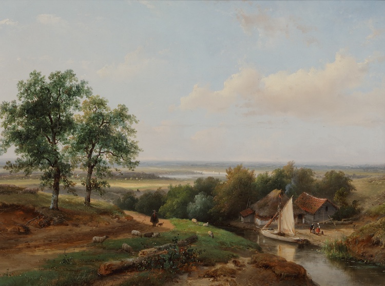 Andries Schelfhout-Winter and Summer; riverlandscapes