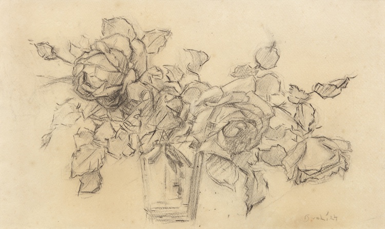 Bart van der Leck-Roses in a glass Vase