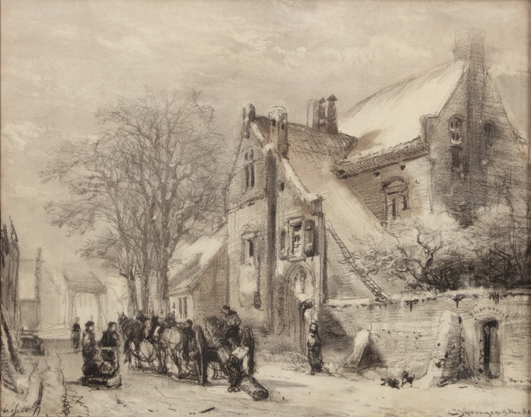 Cornelis Springer-Het Oude Klooster Hasselt in de winter